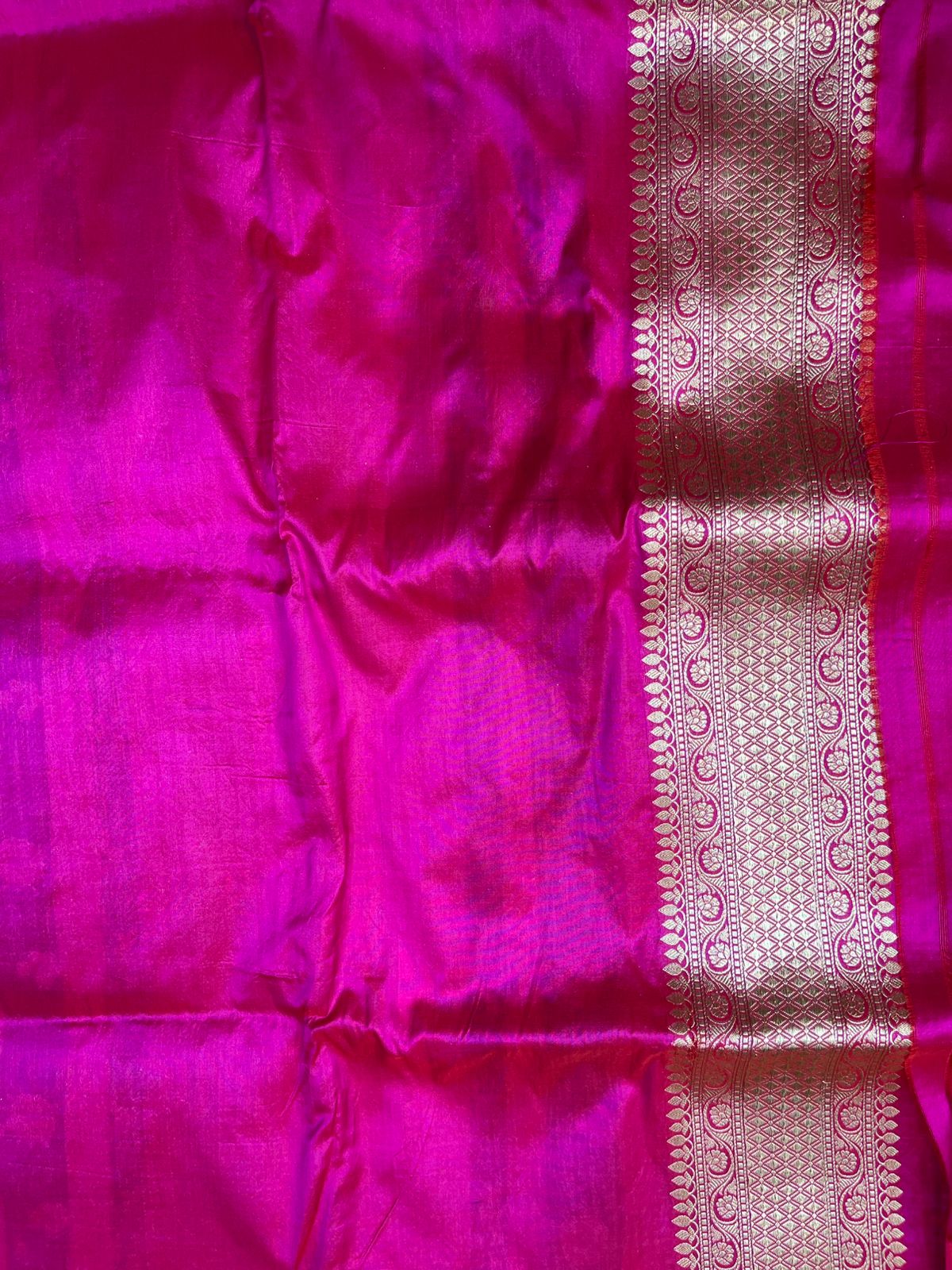 Deep Rani Pink Pure Katan Silk Banarasi Saree with Meenakari Floral Jaal
