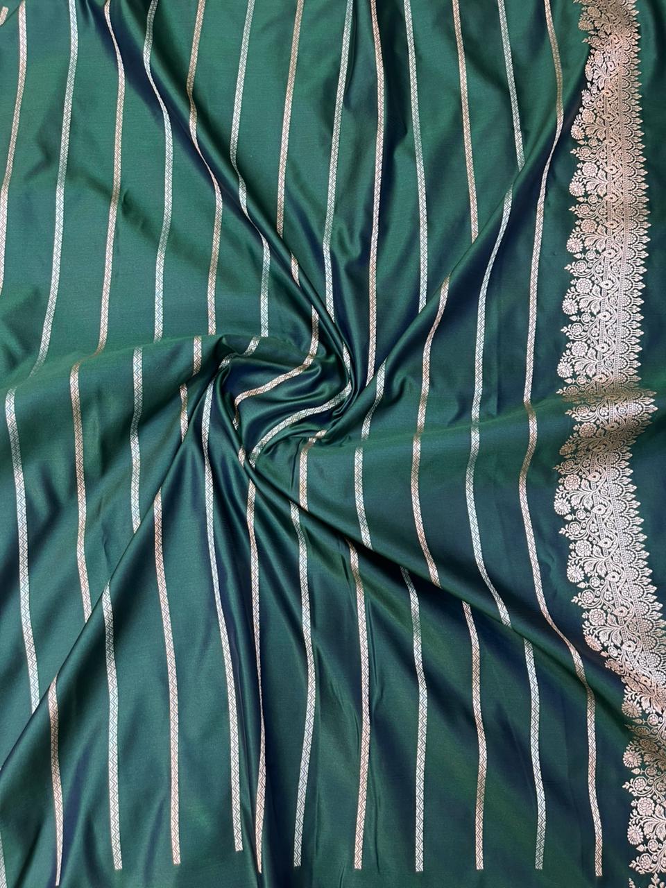 Deep Forest Green Mashru Silk Sonarupa Weaving Saree