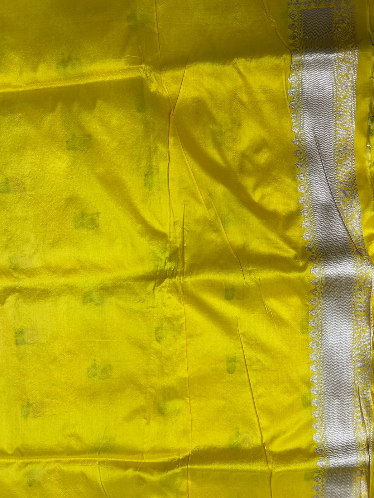 Haldi Yellow Pure Katan Silk Brocade Saree Featuring Traditional Paisleys and Meenakari Weavea