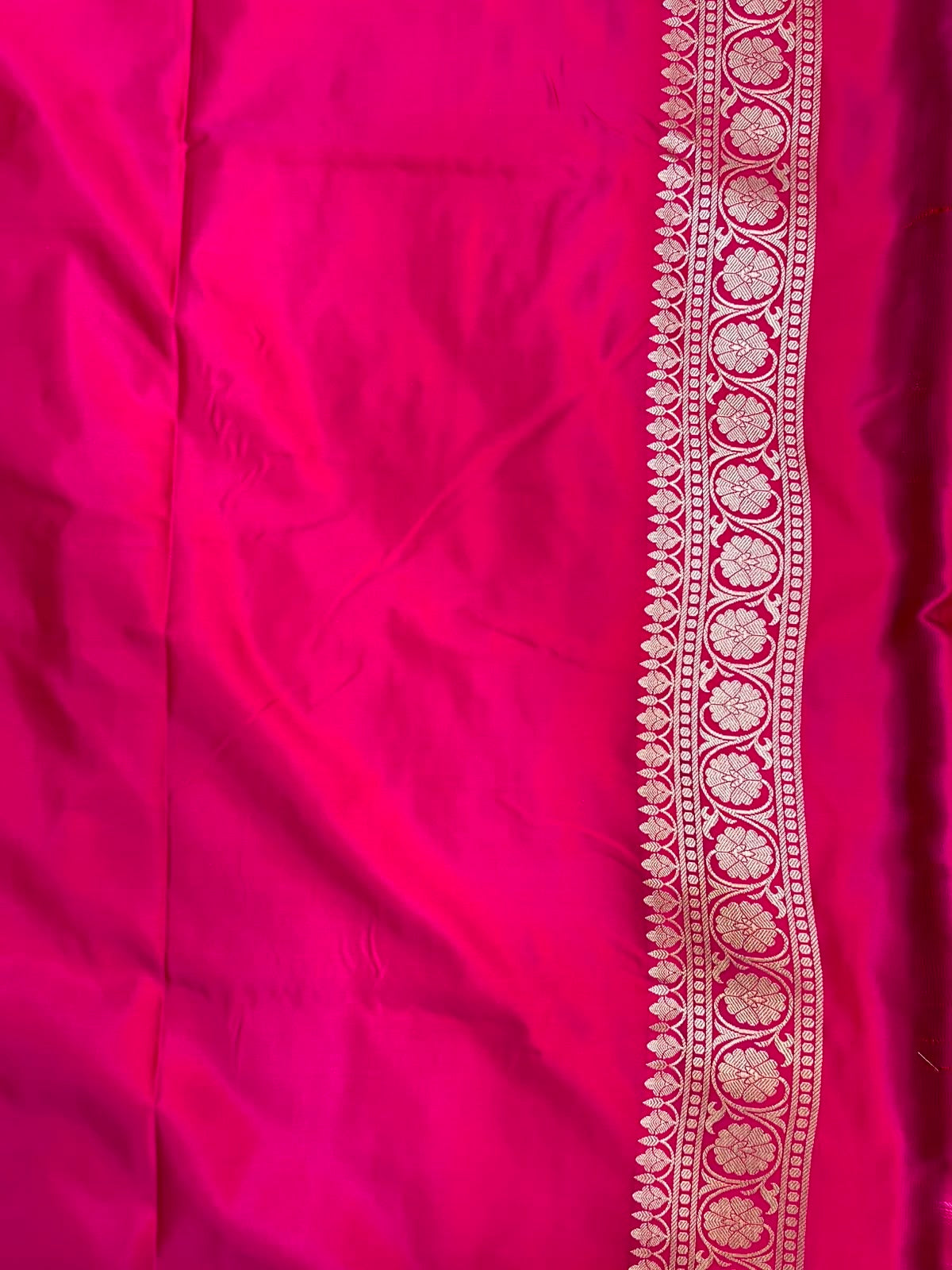 Rani Pink Banarasi Mashru Silk Saree | Fine Booti Work & Traditional Border