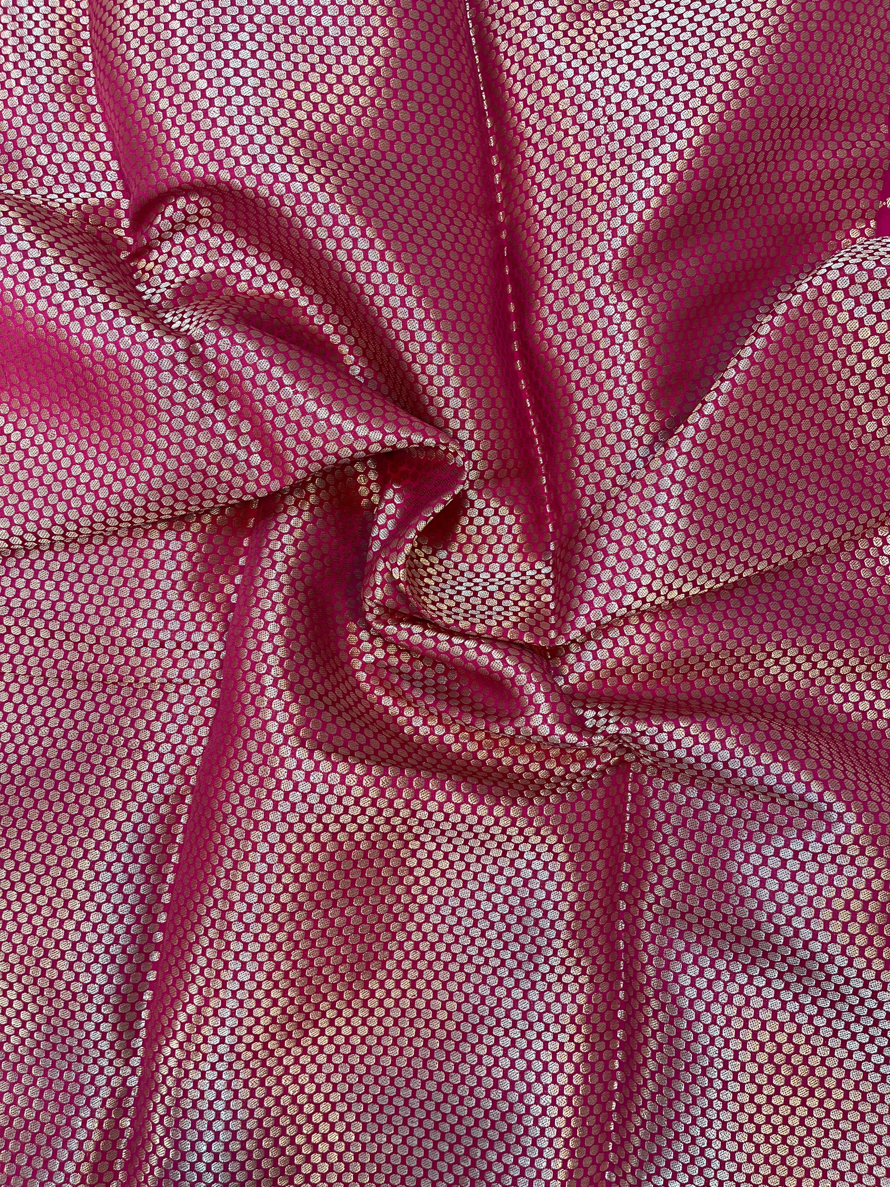 Fuchsia Pink Pure Chiniya Silk Saree - Sonarupa Weave with Intricate Gold and Silver Zari