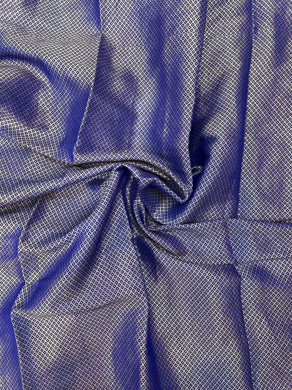Royal Blue Pure Chiniya Silk Saree - Sonarupa Weave with Traditional Bandhini Work