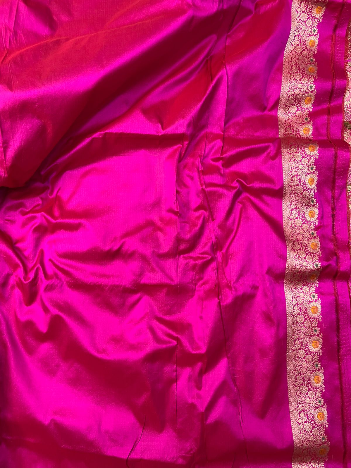 Deep Rani Pink Pure Katan Silk Meenakari Brocade Saree