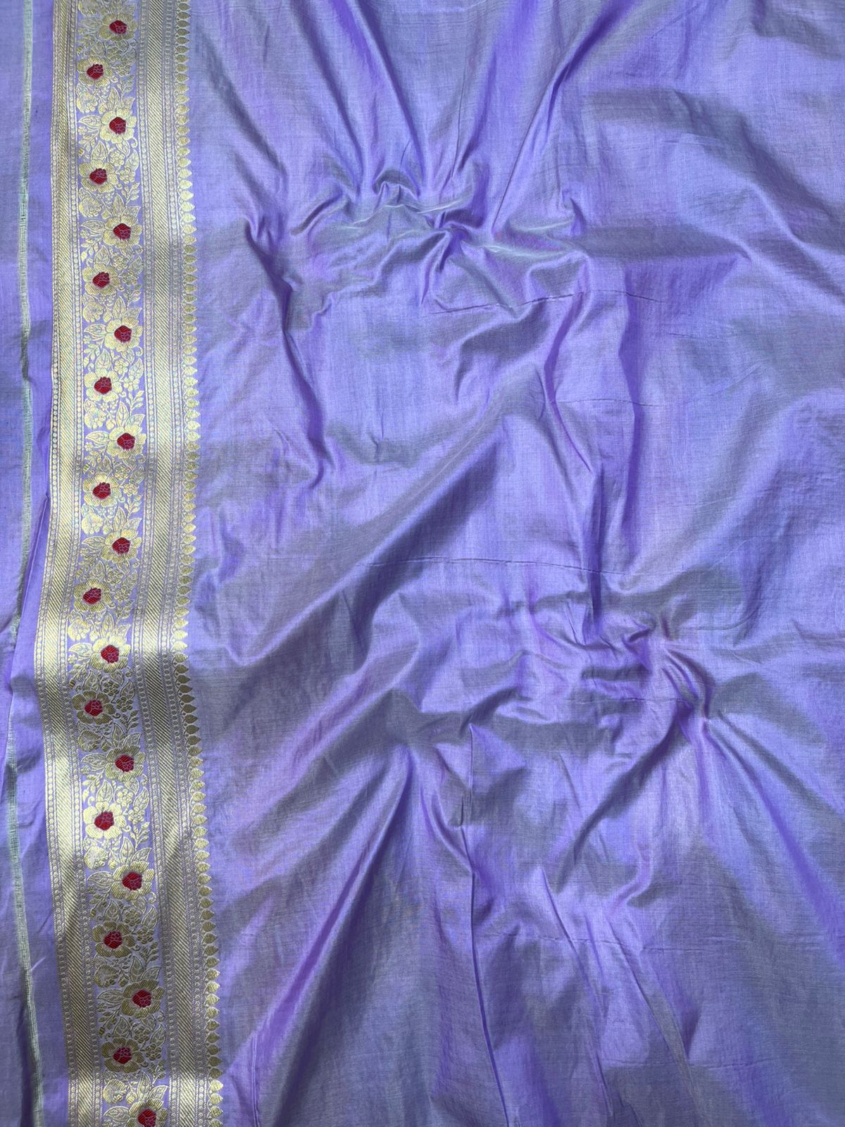 Imperial Lavendar Pure Katan Silk Saree with Traditional Meenakari Floral Medallions
