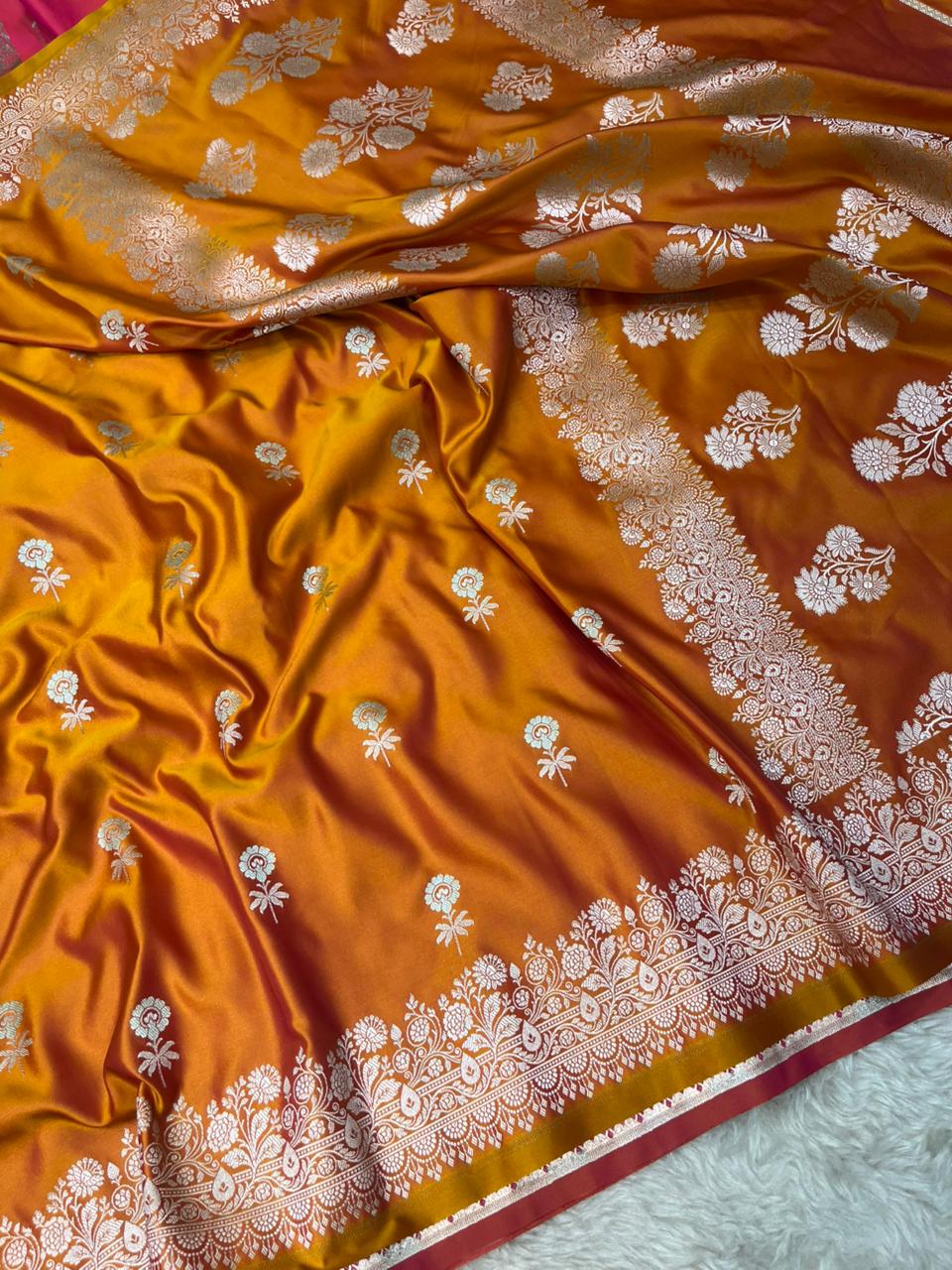 Mustard Gold Mashru Silk Sonarupa Weaving Saree