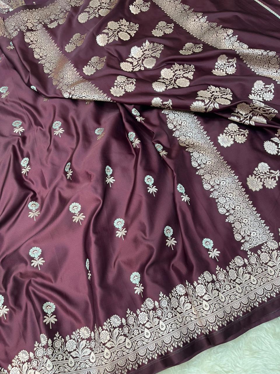 Wine Brown Mashru Silk Sonarupa Weaving Saree