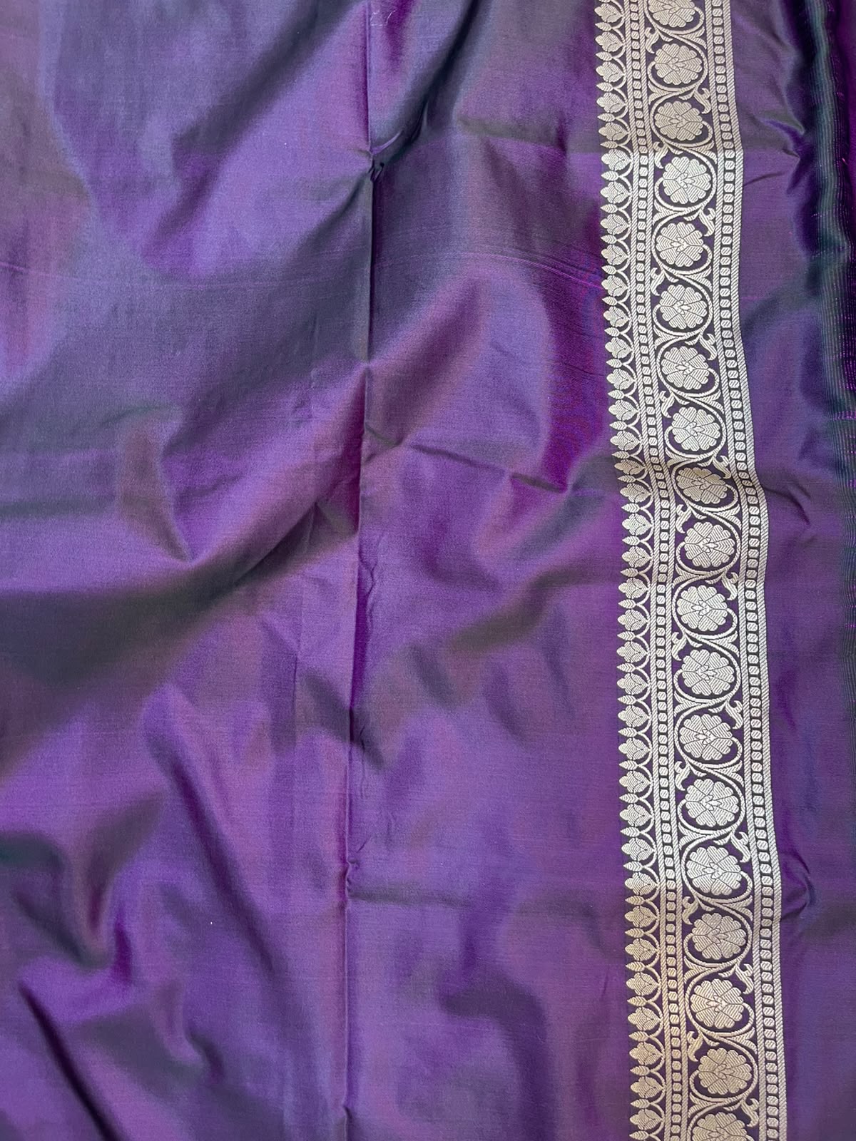 Dark Purple Banarasi Mashru Silk Saree | Fine Booti Work & Traditional Border