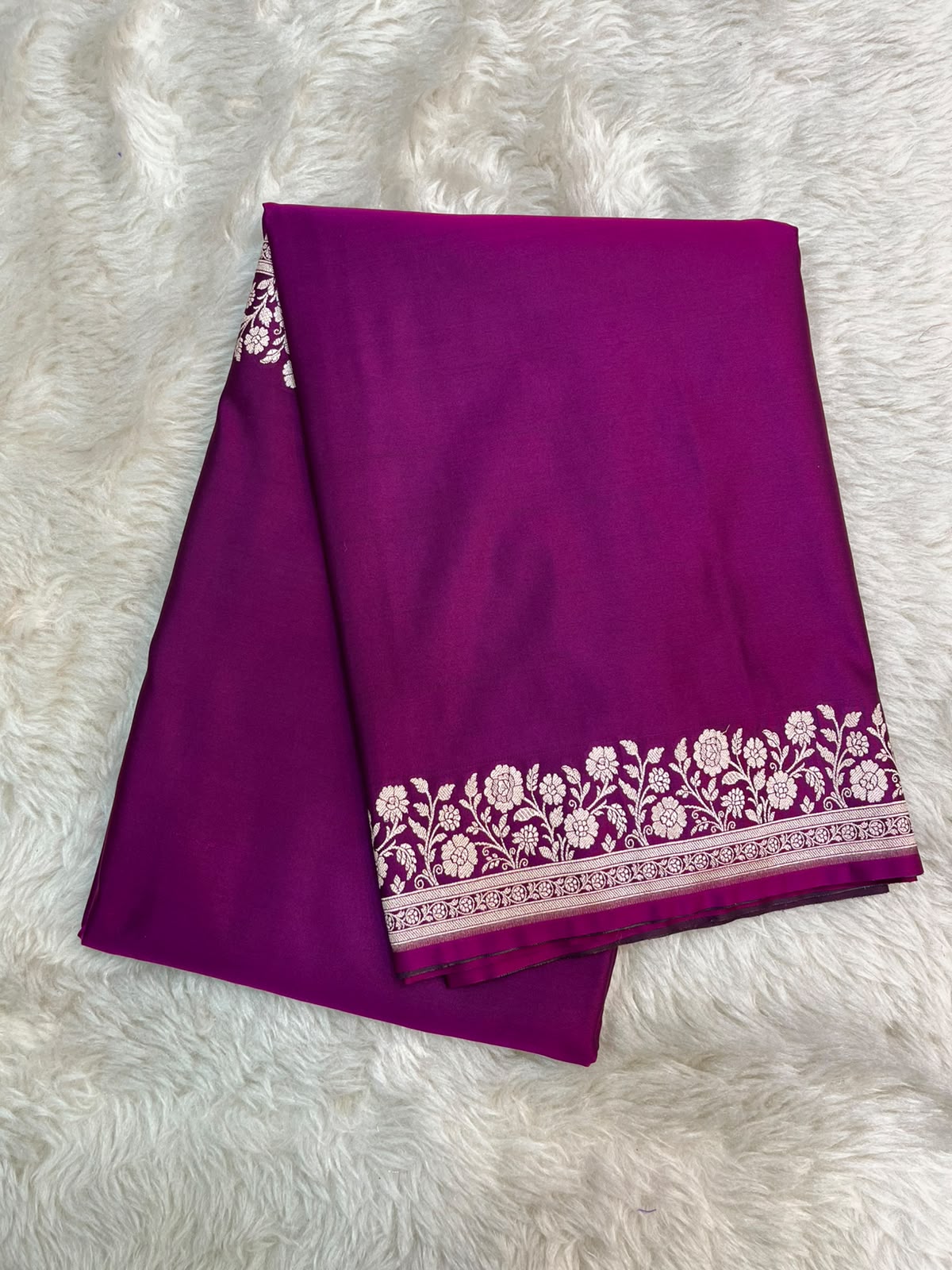 Majenta Wine Banarasi Mashru Silk Saree with Water Zari Paisley Pallu