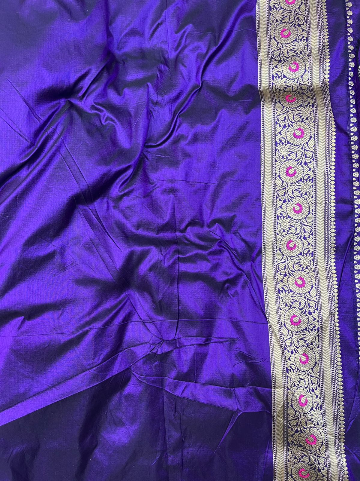 Majestic Royal Purple Banarasi Pure Katan Silk Saree featuring Multi-Colored Meenakari Motifs