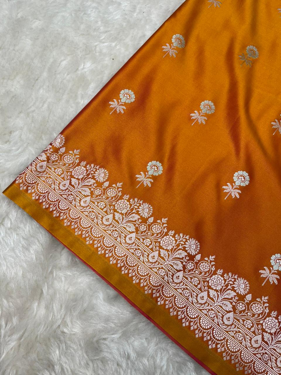 Mustard Gold Mashru Silk Sonarupa Weaving Saree