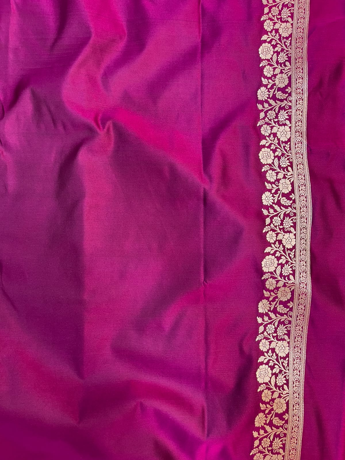 Majenta Wine Banarasi Mashru Silk Saree with Water Zari Paisley Pallu