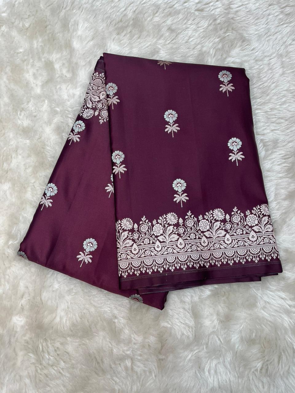 Wine Brown Mashru Silk Sonarupa Weaving Saree