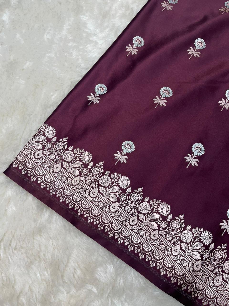 Wine Brown Mashru Silk Sonarupa Weaving Saree