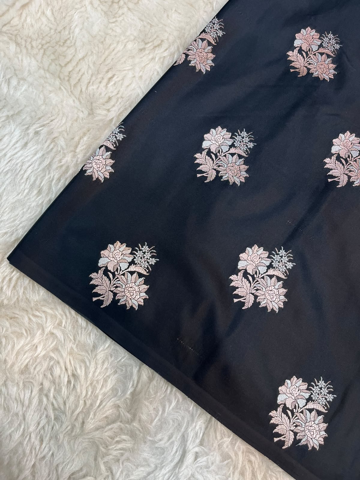 Raven Black Mashru Silk Saree featuring Traditional Sonarupa Buta and Jaal Pallu