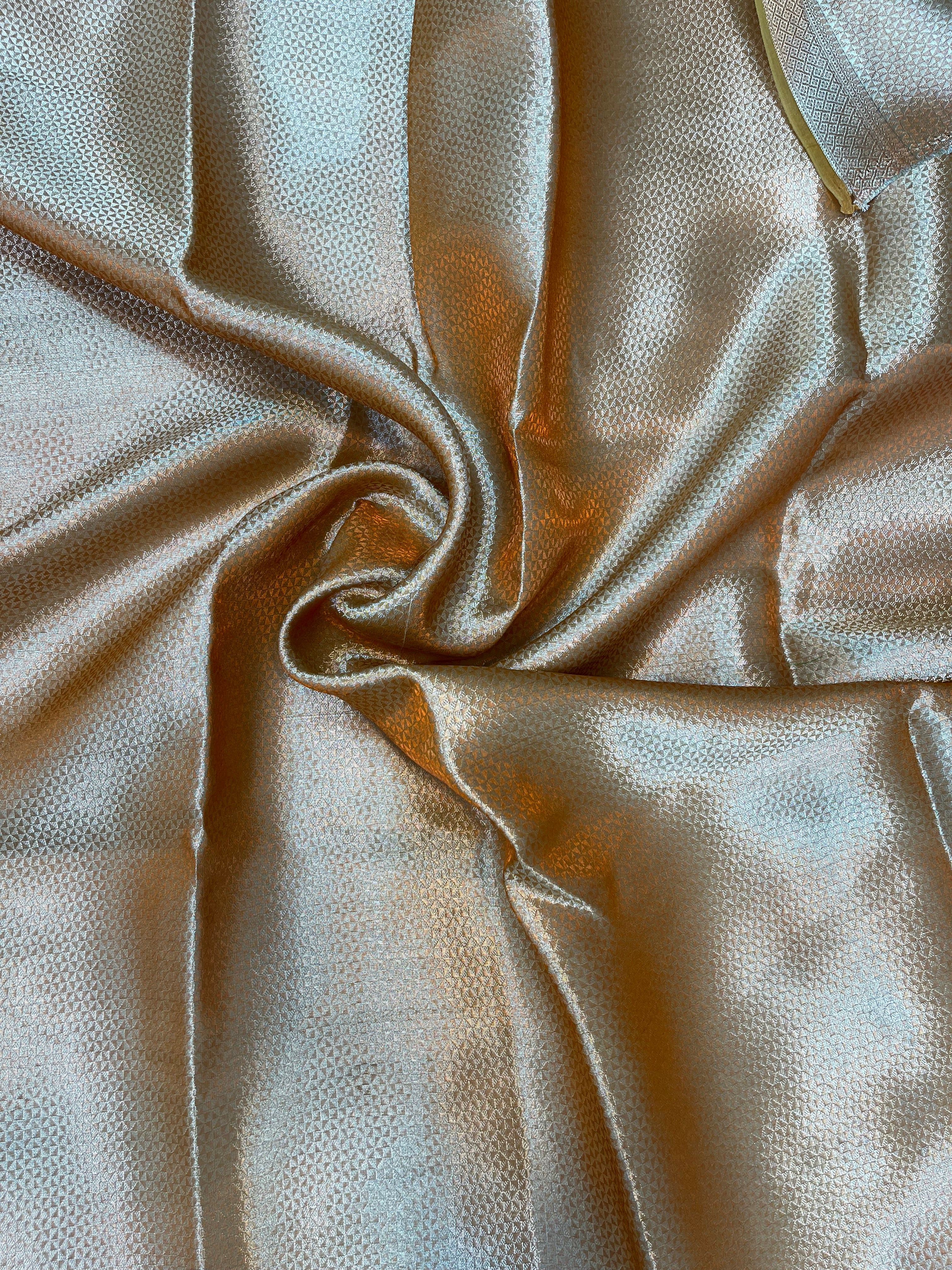 Luxe Fanta Orange Pure Tissue Silk Saree with Intricate Zari Floral Design