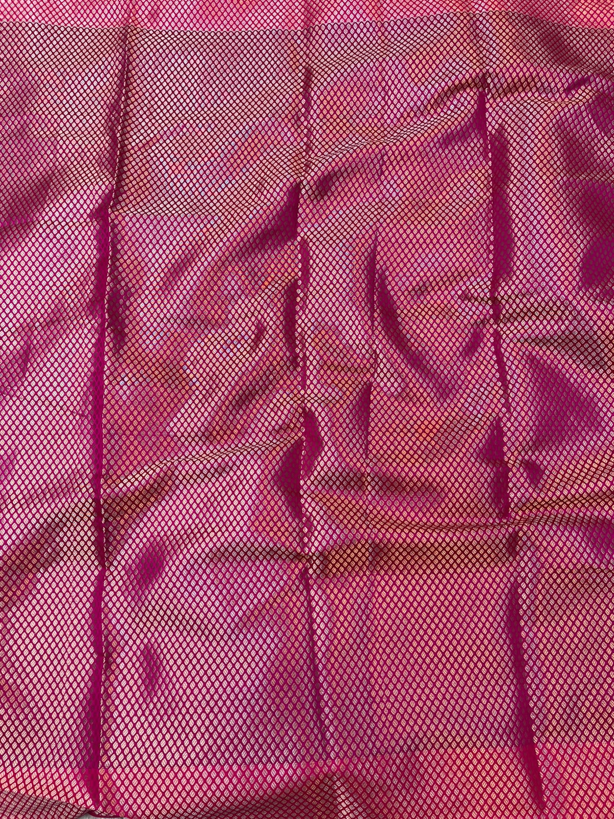 Sea Green & Rani Pink Katan Silk Banarasi Saree with Designer Lace