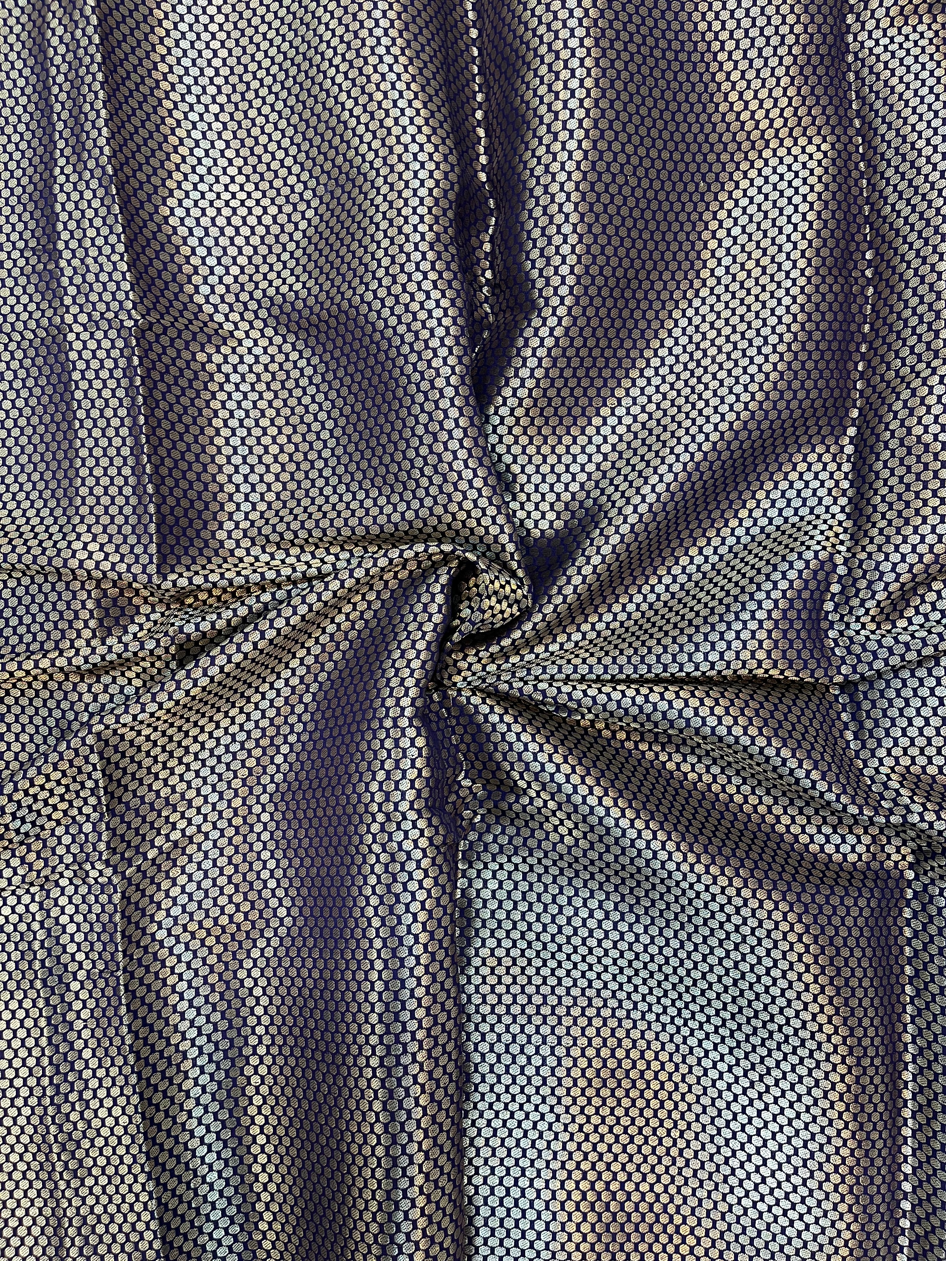 Navy Blue Pure Chiniya Silk Saree - Sonarupa Weave with Intricate Gold and Silver Zari