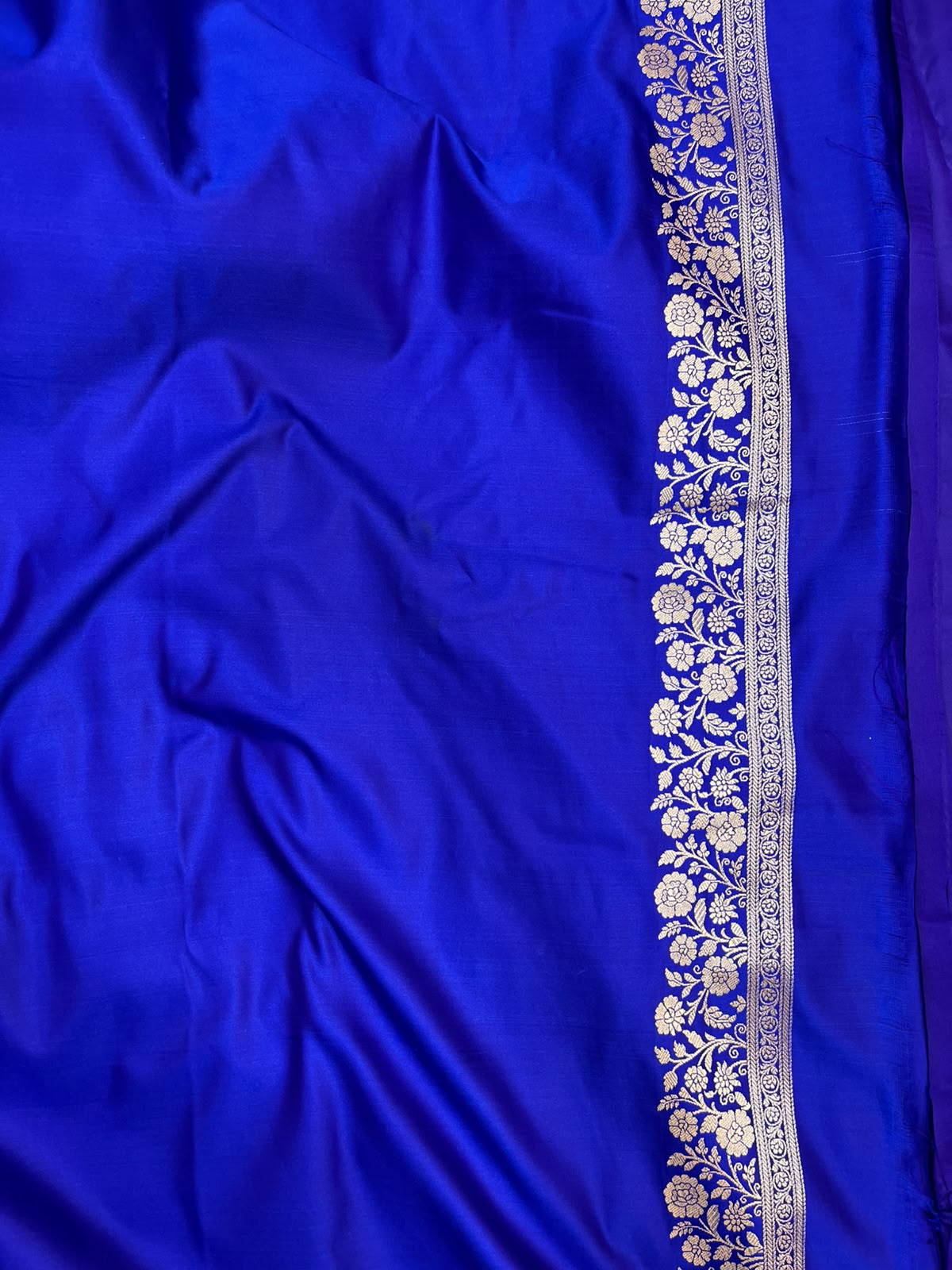 Royal Blue Banarasi Mashru Silk Saree with Water Zari Paisley Pallu