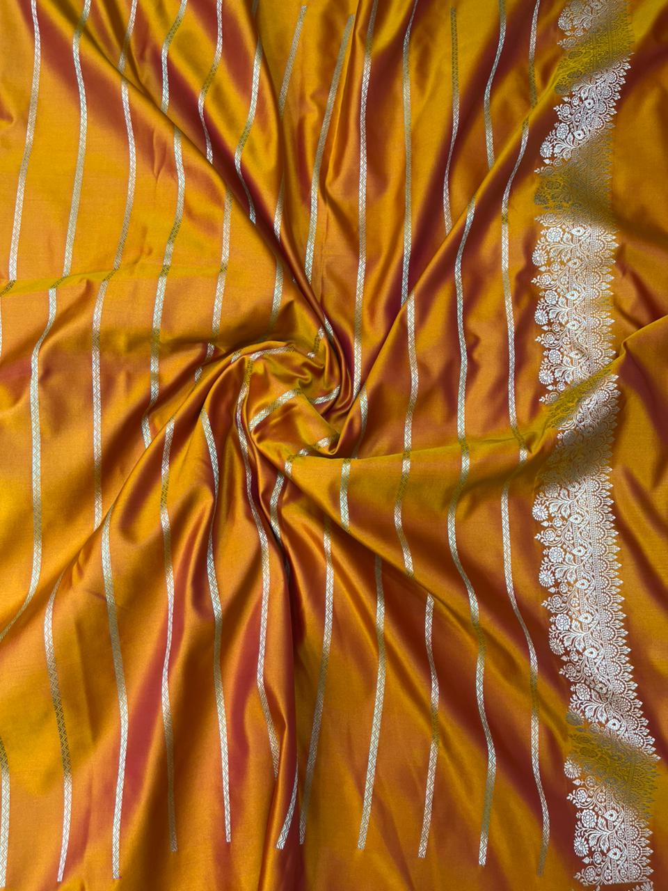 Mustard Gold Mashru Silk Sonarupa Weaving Saree