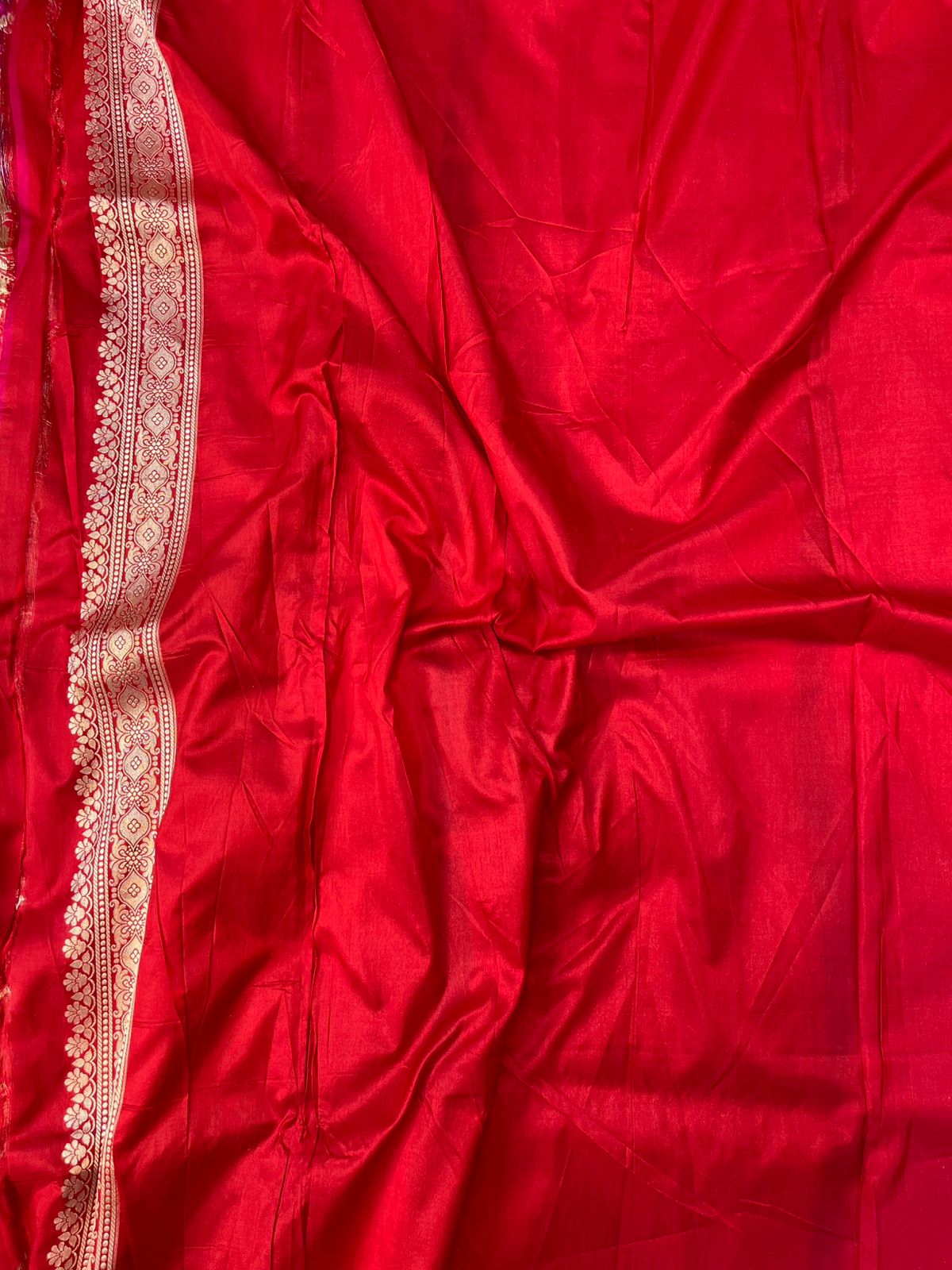Ceremonial Red Pure Katan Silk Meena Saree – Traditional Banarasi Heritage