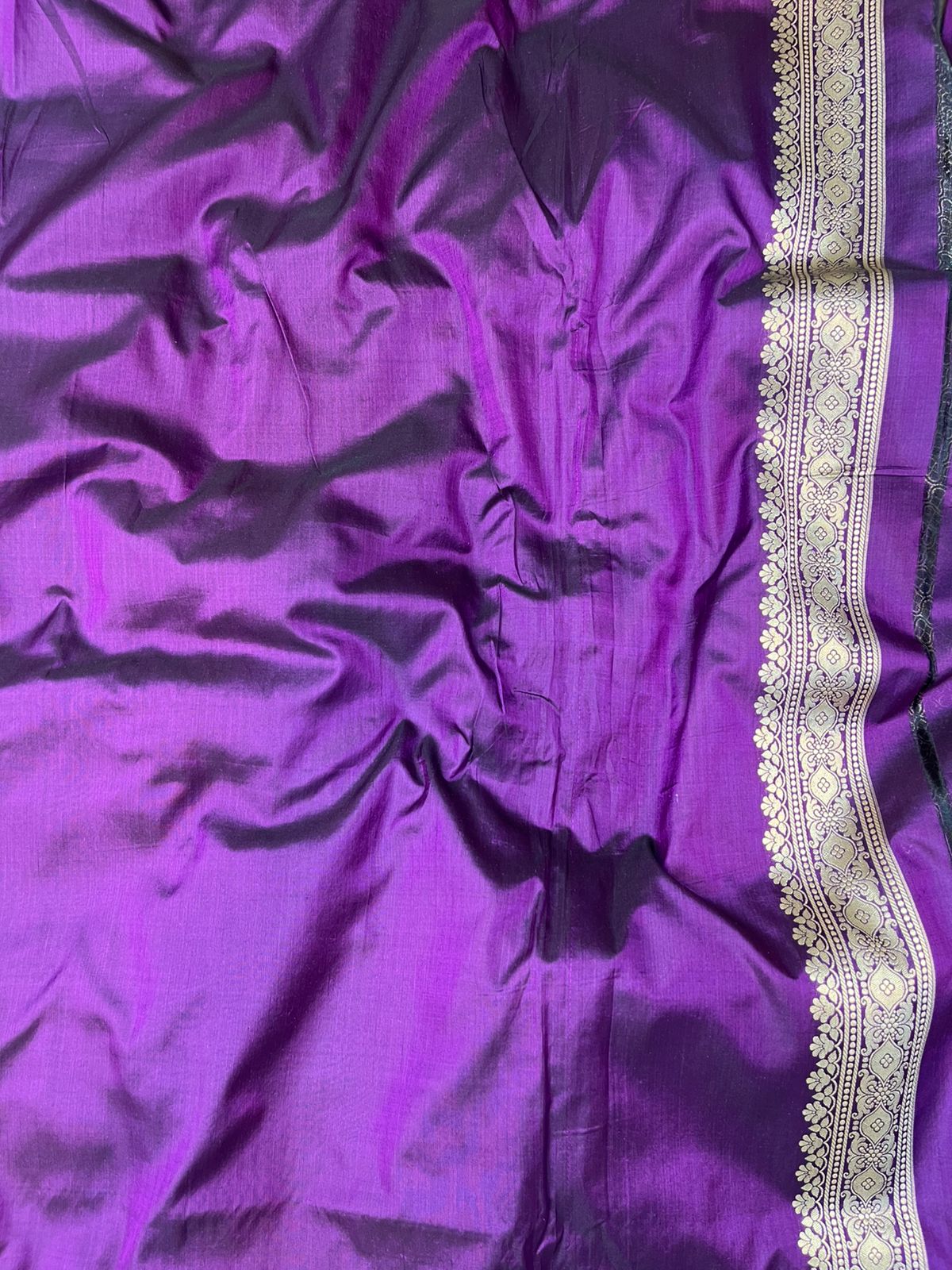 Tyrian Purple Pure Katan Silk Banarasi Masterpiece Featuring Multi-Color Meena Artistry