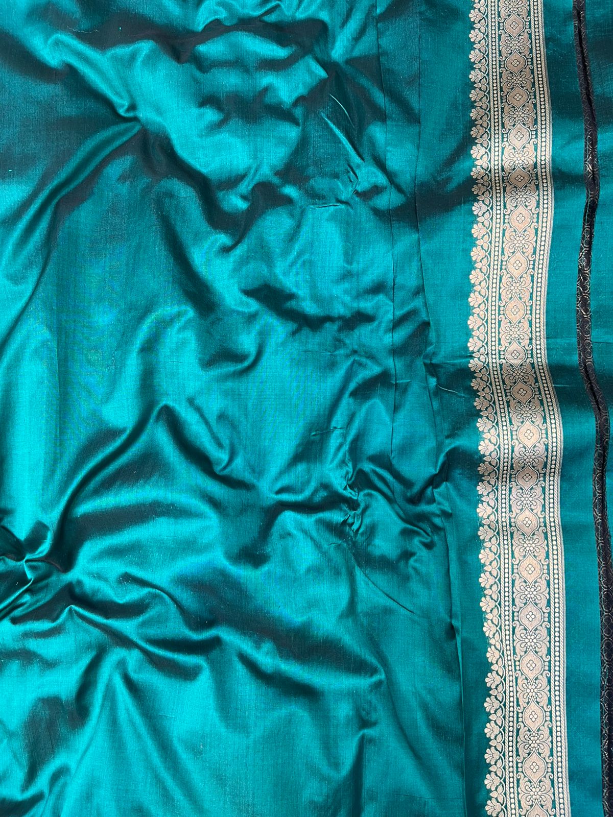 Imperial Teal Pure Katan Silk Banarasi Masterpiece Featuring Multi-Color Meena Artistry