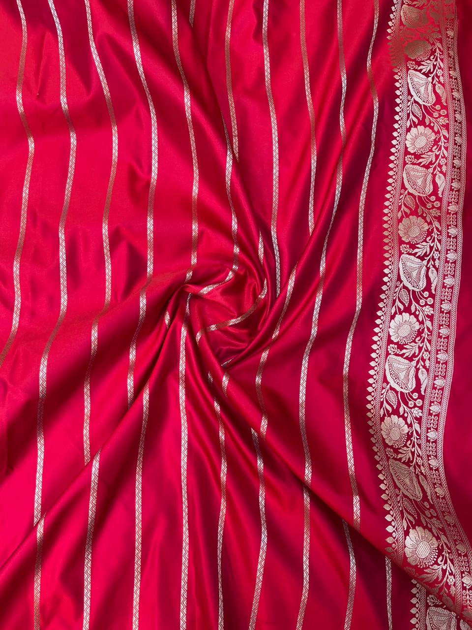 Ruby Red Mashru Silk Banarasi Saree with Sonarupa Zari Buti