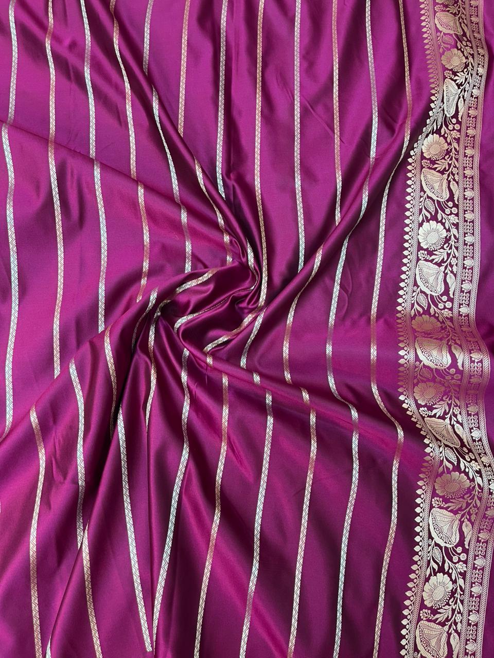 Wine Purple Mashru Silk Banarasi Saree with Sonarupa Zari Buti
