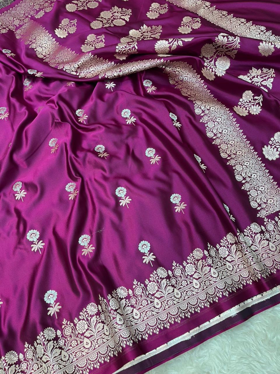 Royal Magenta Mashru Silk Sonarupa Weaving Saree