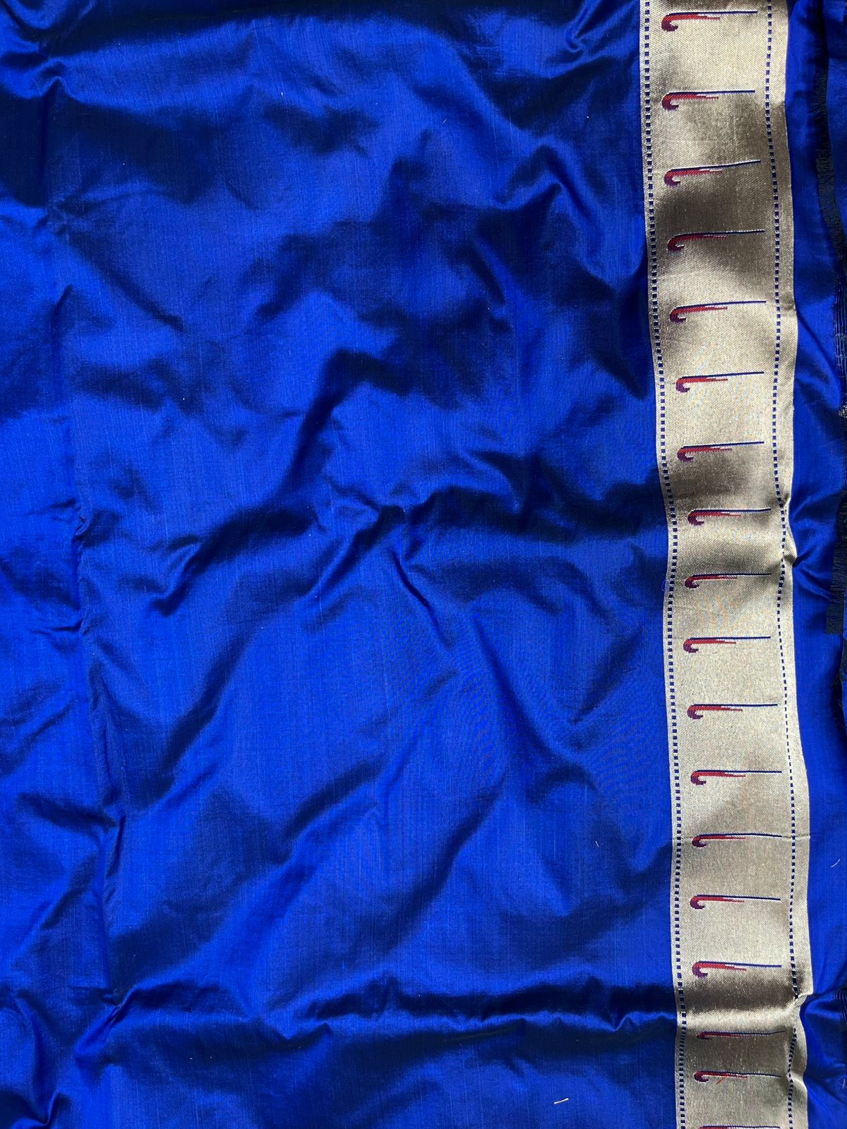 Royal Blue Pure Katan Silk Meenakari Paithani Saree with Traditional Butis & Floral Border