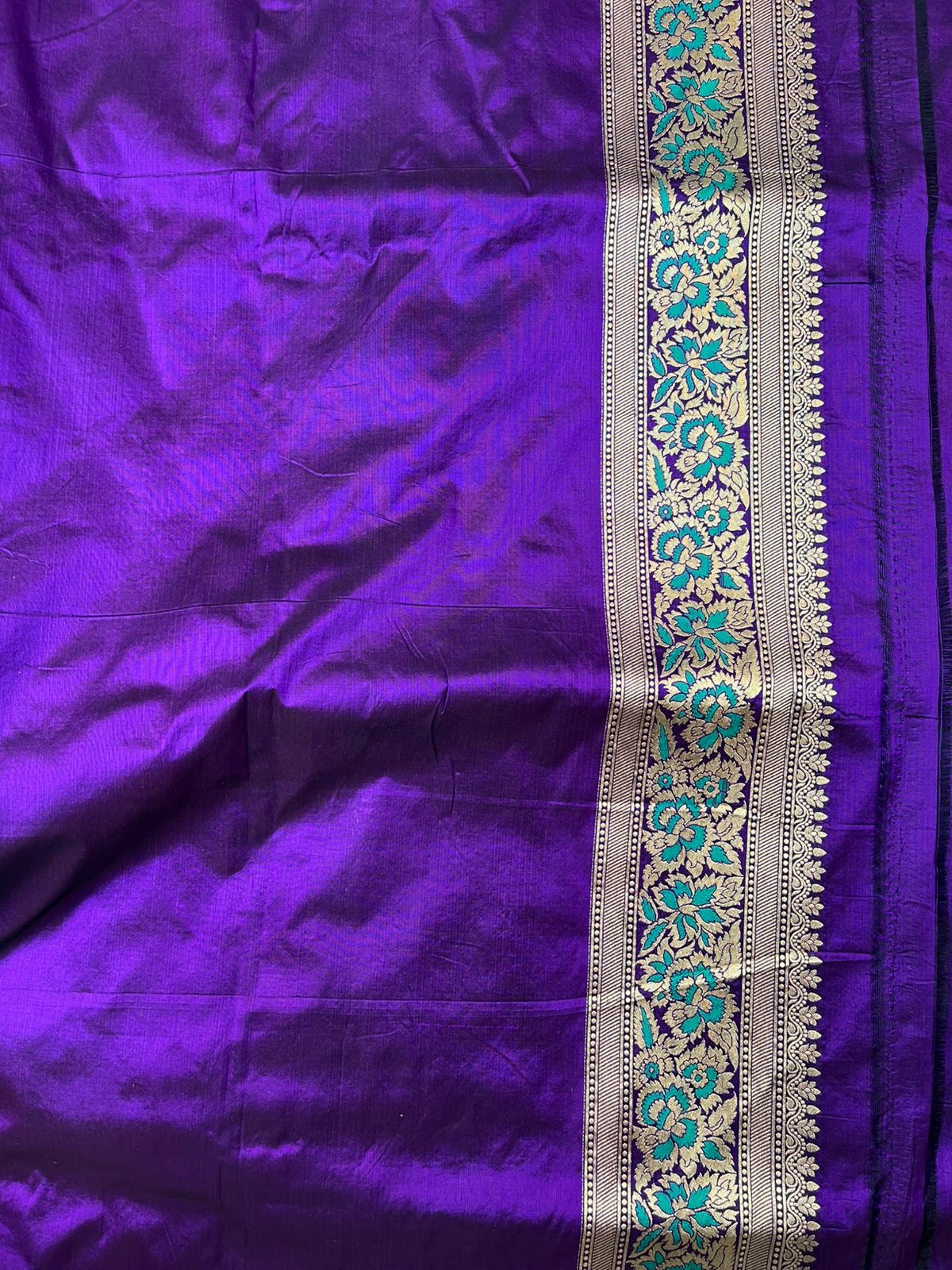 Royal Purple Pure Katan Silk Banarasi Saree with Gold Zari & Meenakari Floral Jaal