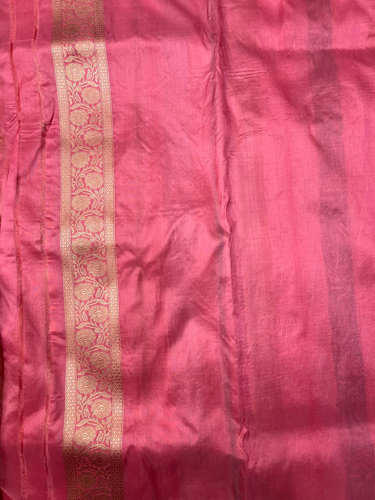Onion Pink Pure Katan Silk Handloom Banarasi Saree with Gold Zari and Allover Meenakari Jaal