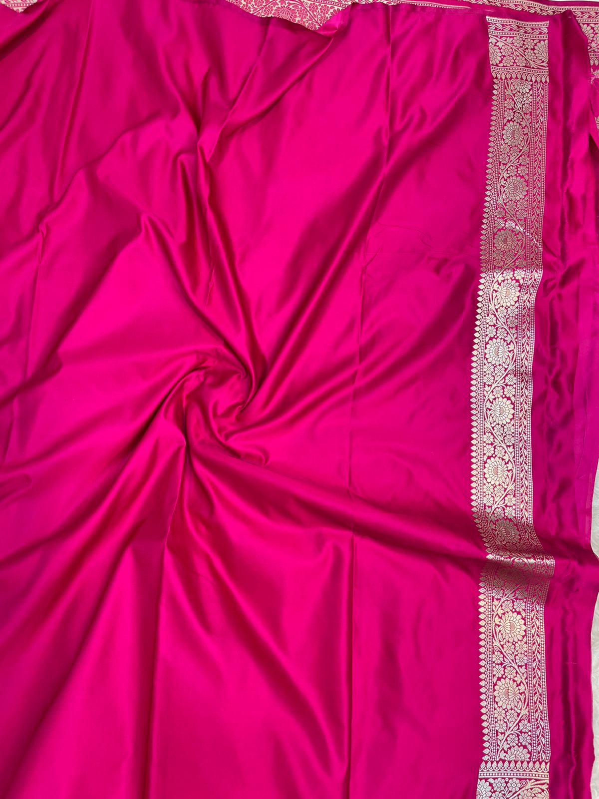 Berry Pink Banarasi Mashru Silk Saree with Antique Golden Zari Jaal