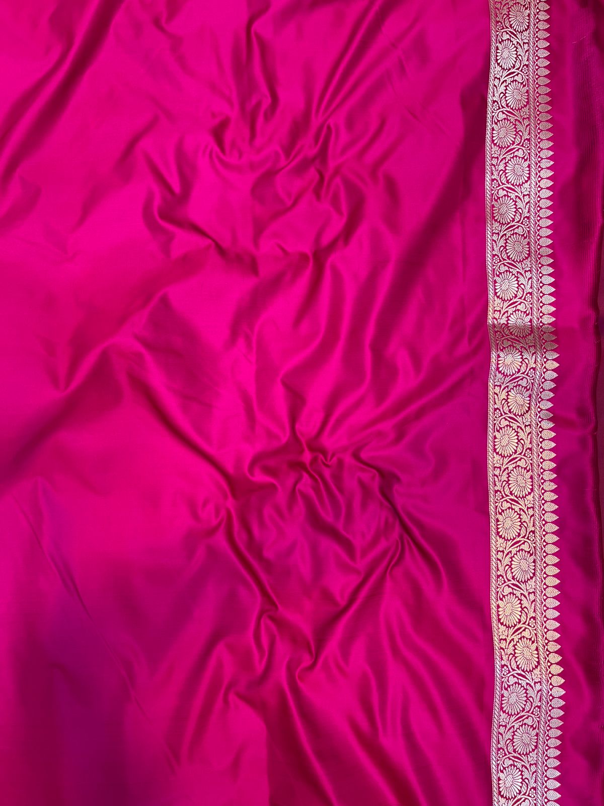Royal Indigo Blue & Rani Pink Banarasi Mashru Silk Saree with All-Over Zari Buti Work
