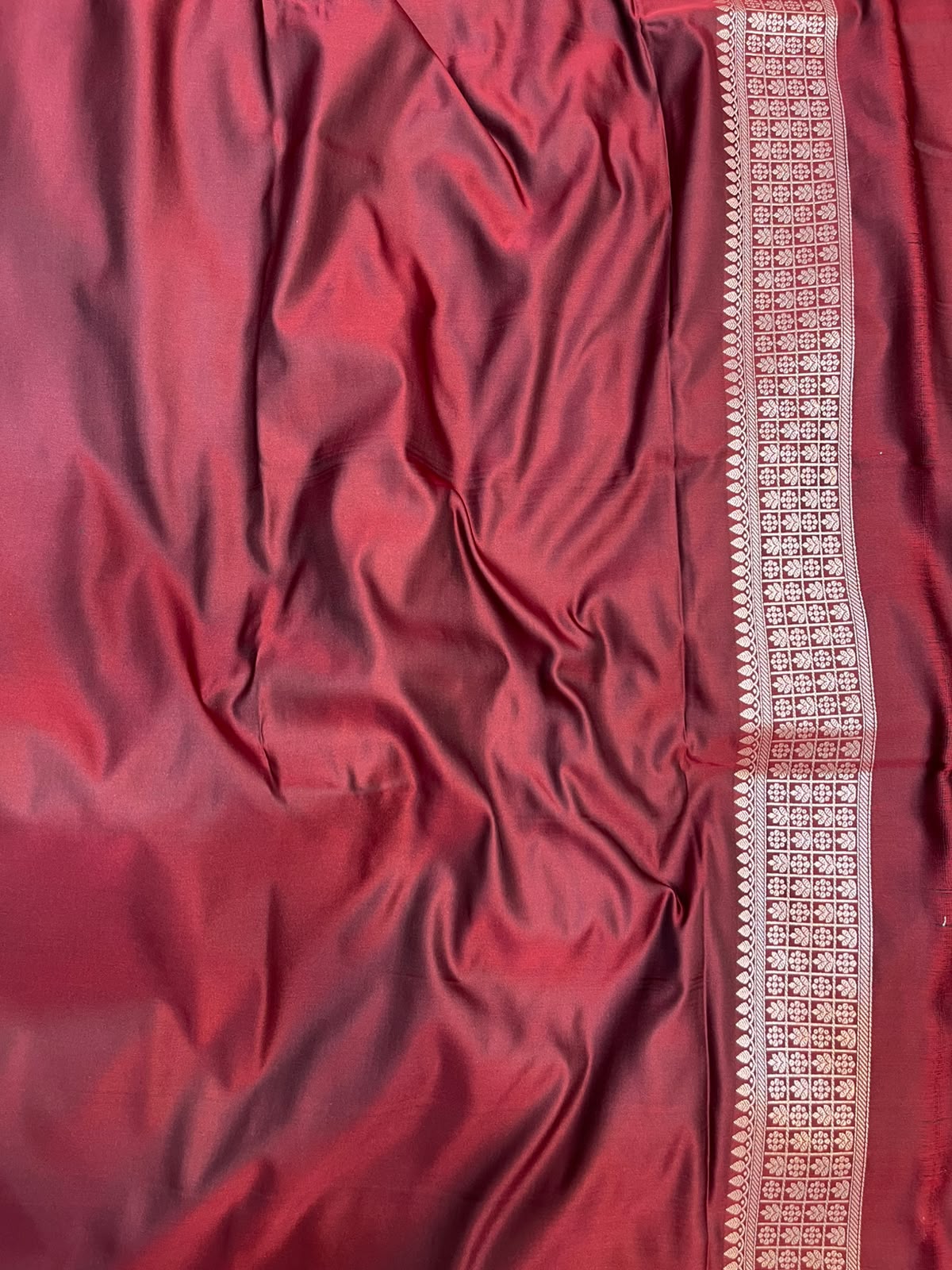 Plum Maroon Mashru Silk Saree featuring Traditional Sonarupa Buta and Jaal Pallu