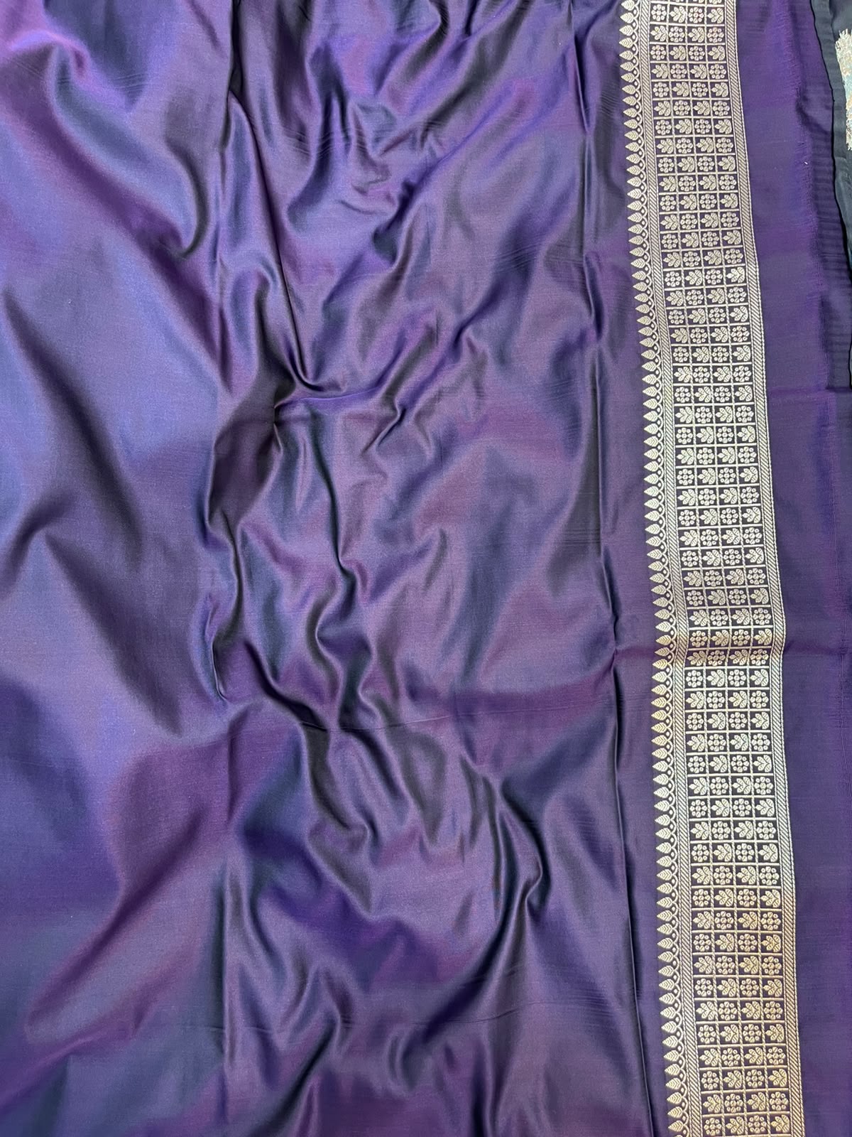 Dark Purple Mashru Silk Saree featuring Traditional Sonarupa Buta and Jaal Pallu