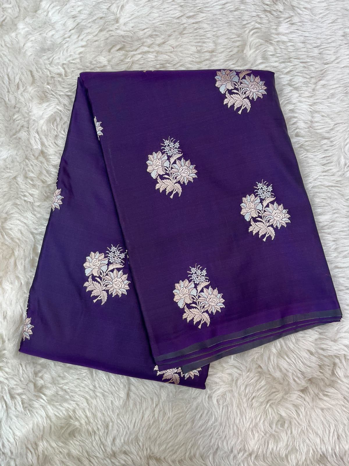 Dark Purple Mashru Silk Saree featuring Traditional Sonarupa Buta and Jaal Pallu
