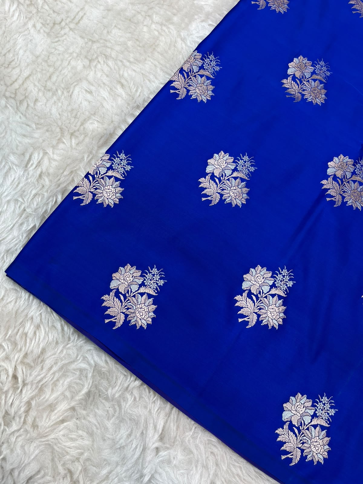 Royal Blue Mashru Silk Saree featuring Traditional Sonarupa Buta and Jaal Pallu