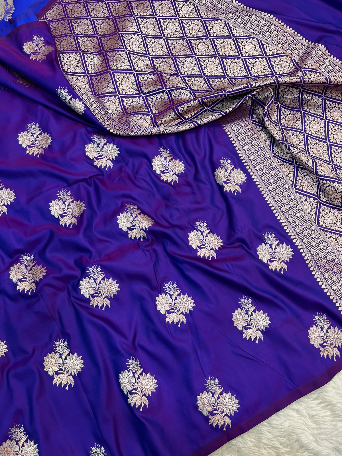 Royal Purple Mashru Silk Saree featuring Traditional Sonarupa Buta and Jaal Pallu