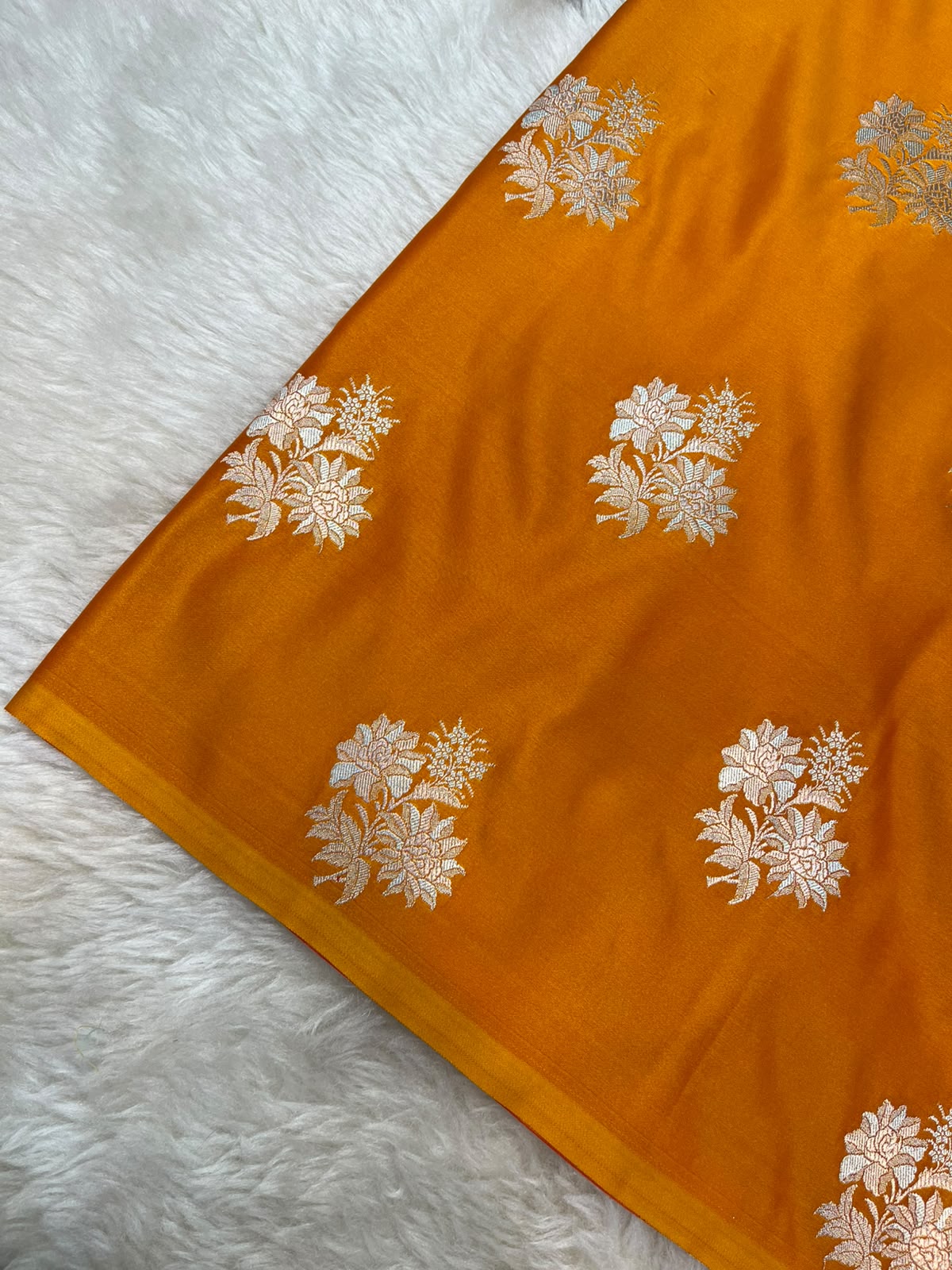 Kesar Yellow Mashru Silk Saree featuring Traditional Sonarupa Buta and Jaal Pallu