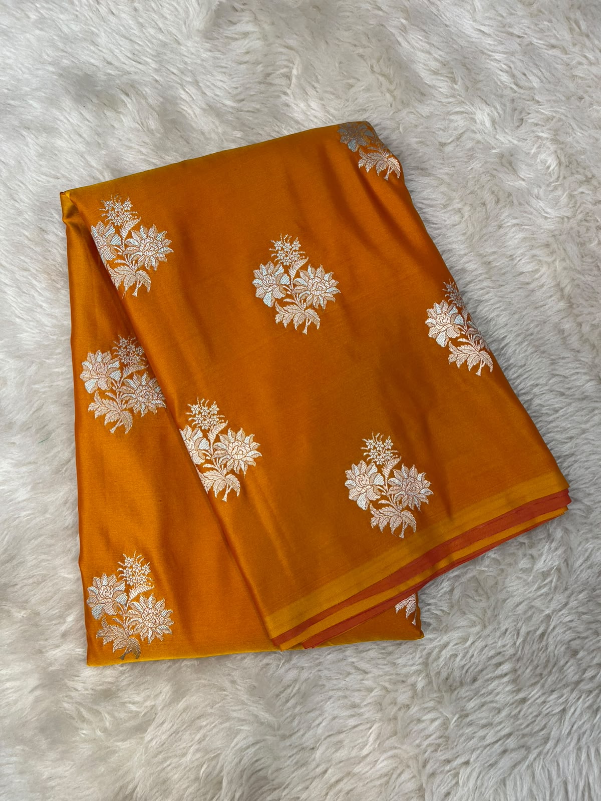 Kesar Yellow Mashru Silk Saree featuring Traditional Sonarupa Buta and Jaal Pallu