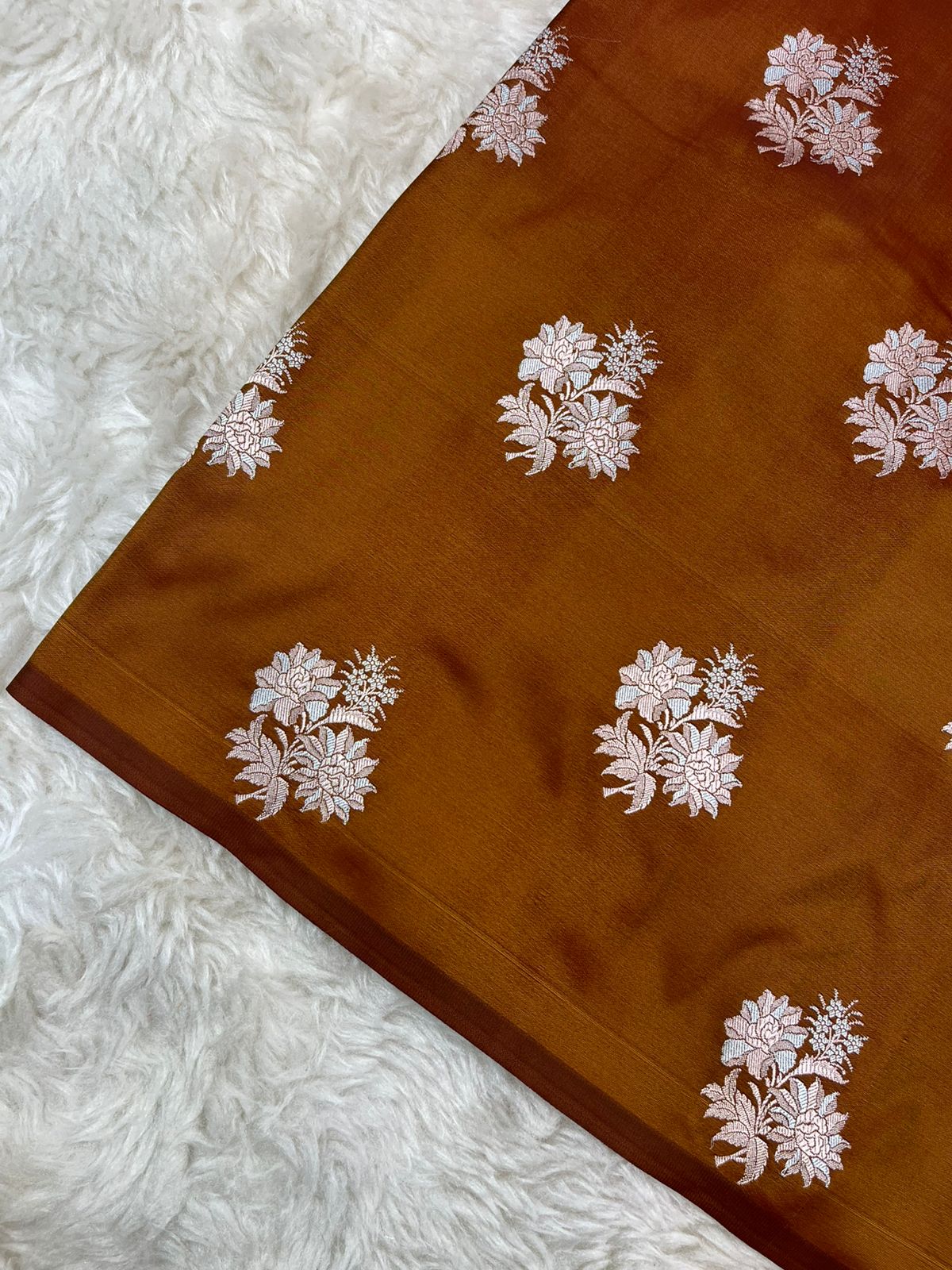 Chestnut Brown Mashru Silk Saree featuring Traditional Sonarupa Buta and Jaal Pallu