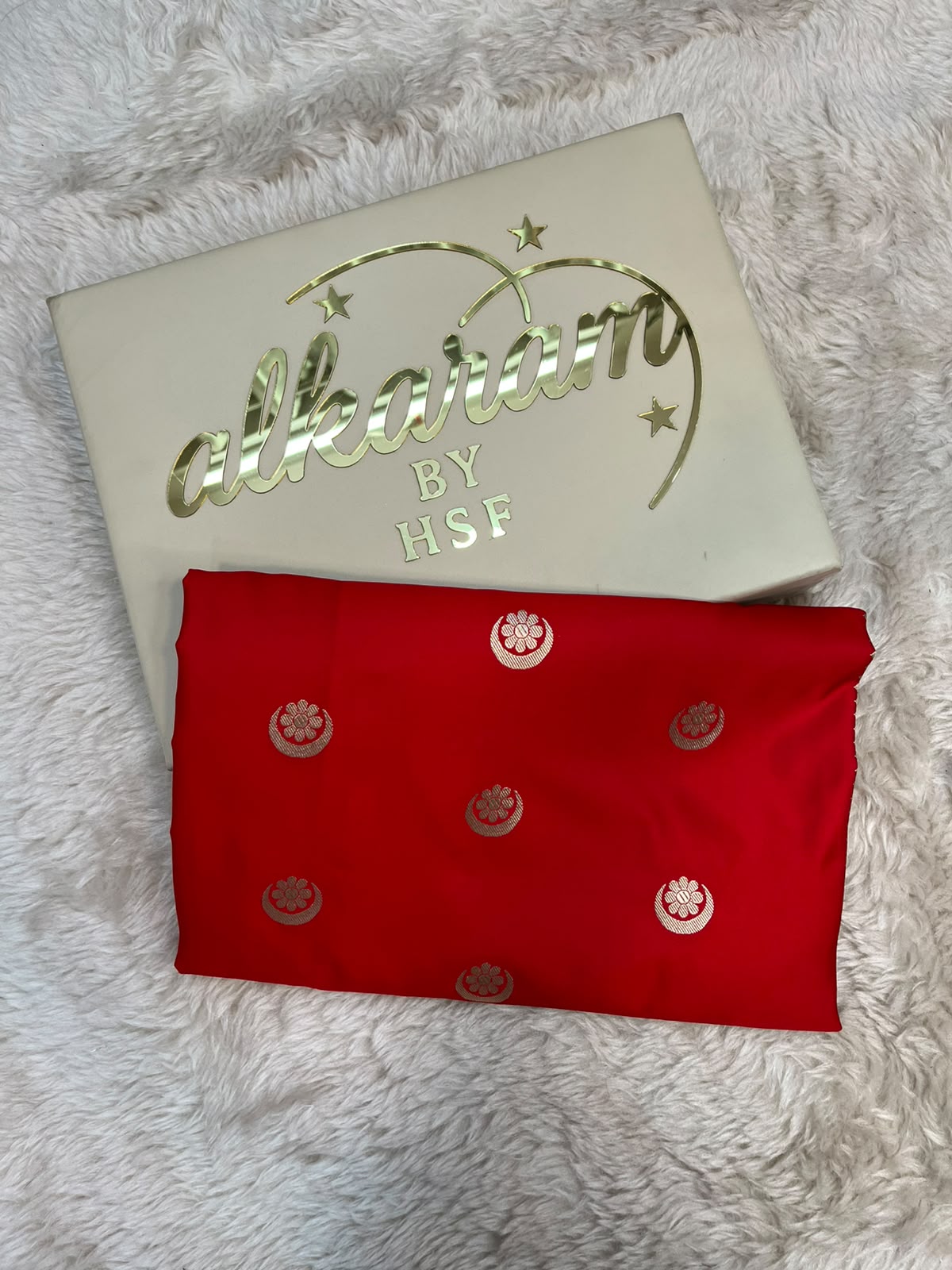 Scarlet Red Satin Silk Banarasi Saree with Gold Zari Chand Tara Booti & Rich Jacquard Pallu