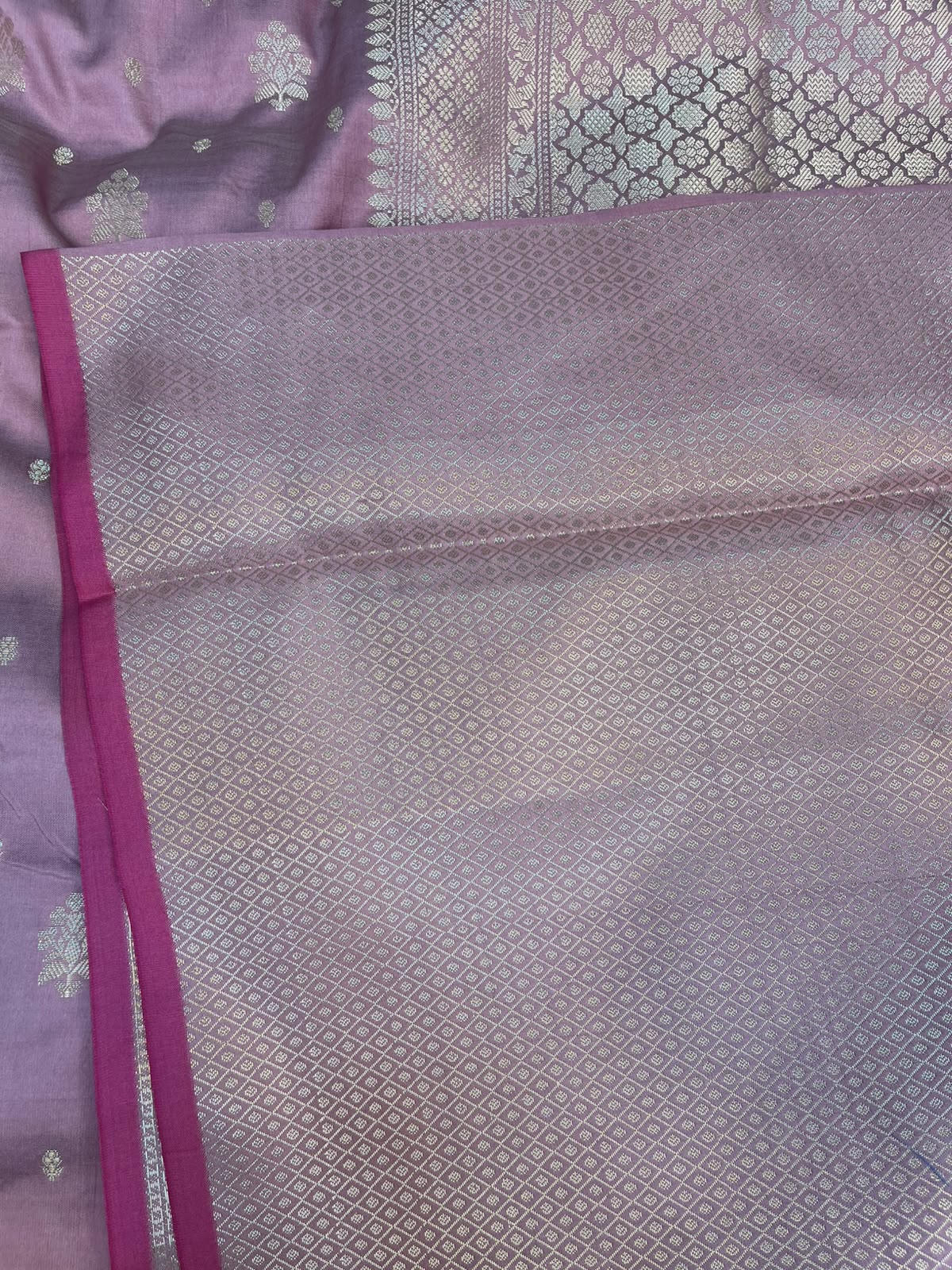Baby Pink Banarasi Soft Katan Silk Saree with Traditional Golden Floral Butis & Rich Pallu