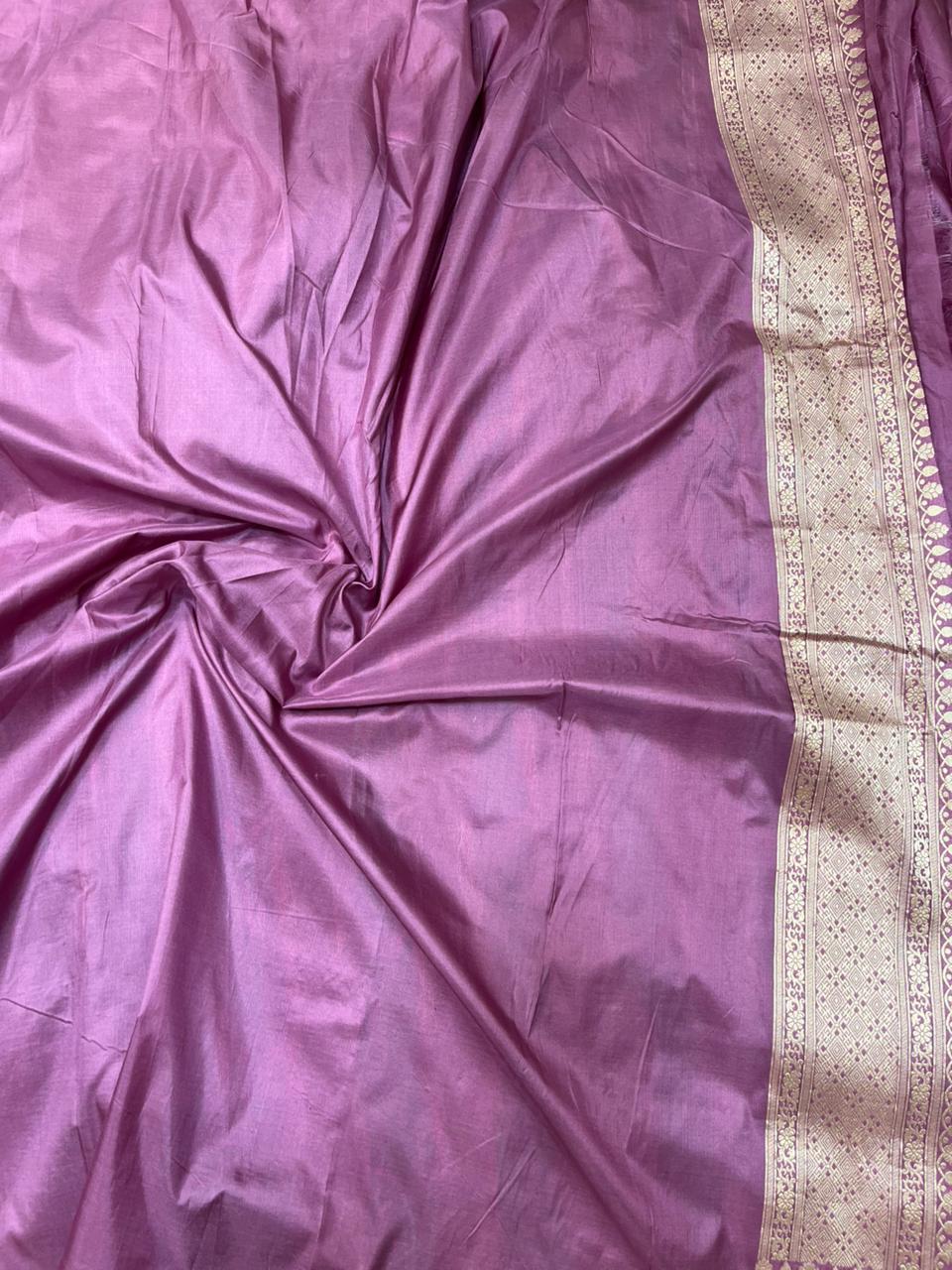 Regal Plum Purple Pure Katan Silk Banarasi Saree with Meenakari Paisley Bootis